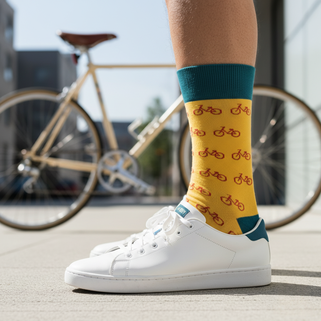 Unisex-Socken mit sportlichem Fahrradmuster