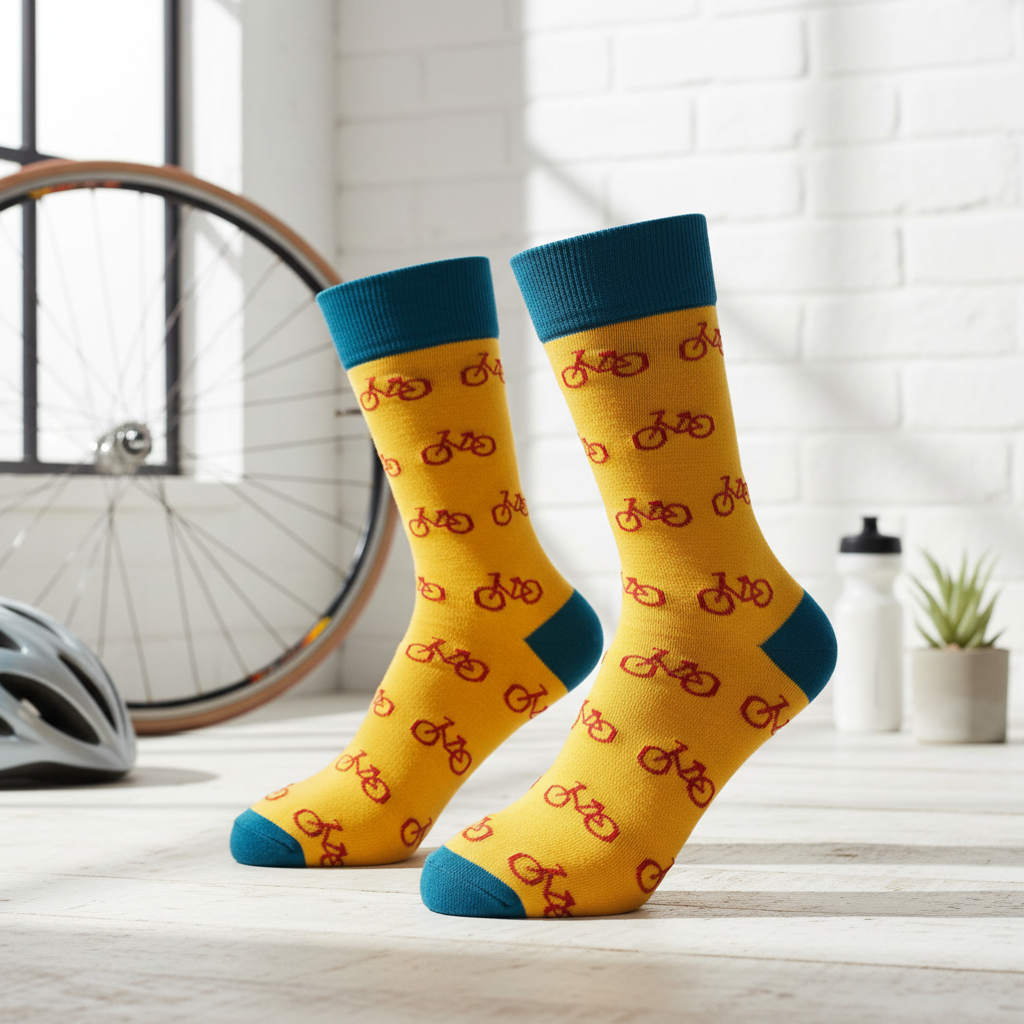 Unisex-Socken mit sportlichem Fahrradmuster