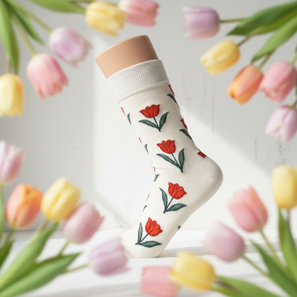 Damensocken mit stilvollem Blumenmuster