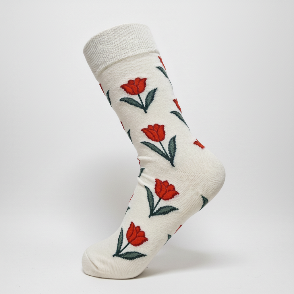 Damensocken mit stilvollem Blumenmuster