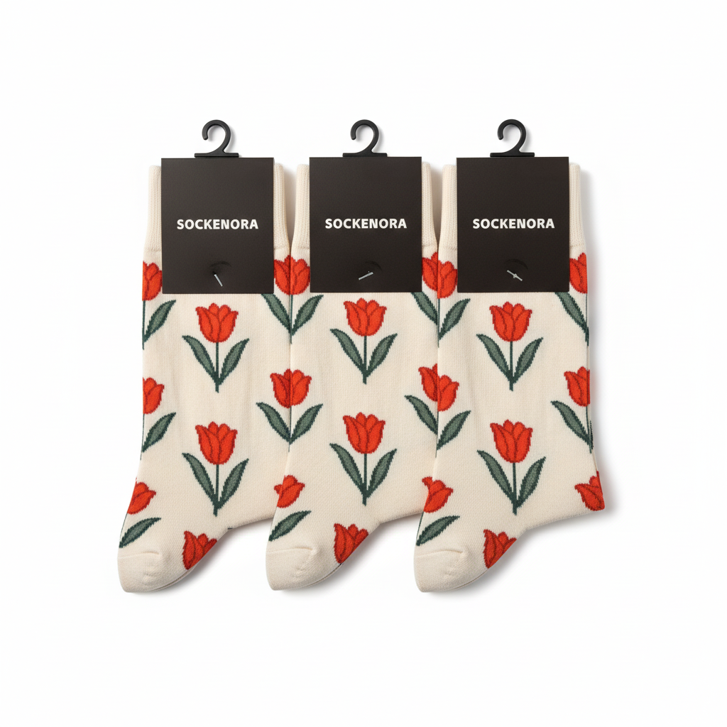 Damensocken mit stilvollem Blumenmuster