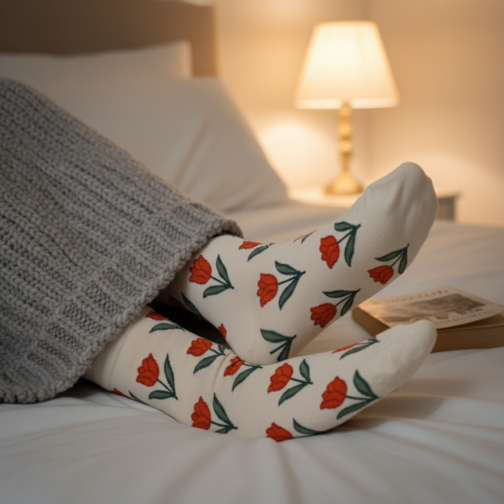 Damensocken mit stilvollem Blumenmuster