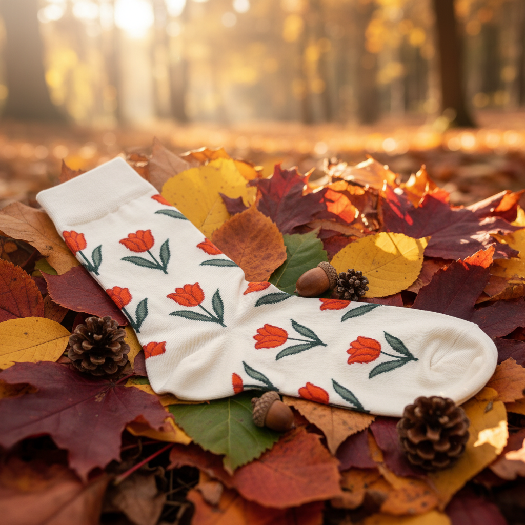 Damensocken mit stilvollem Blumenmuster