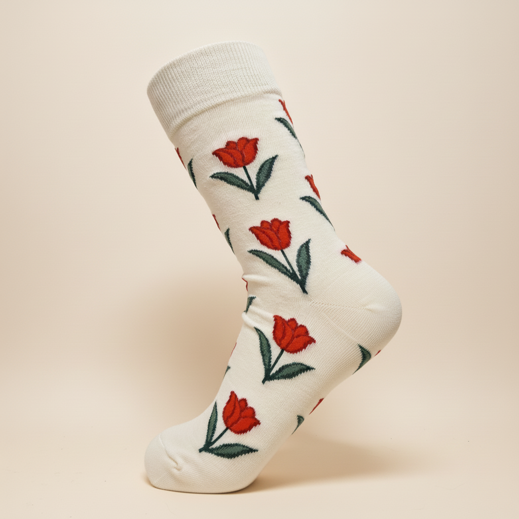 Damensocken mit stilvollem Blumenmuster