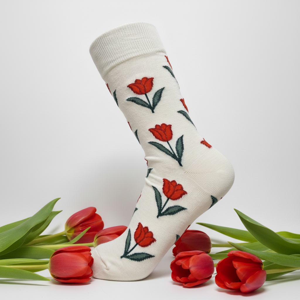 Damensocken mit stilvollem Blumenmuster