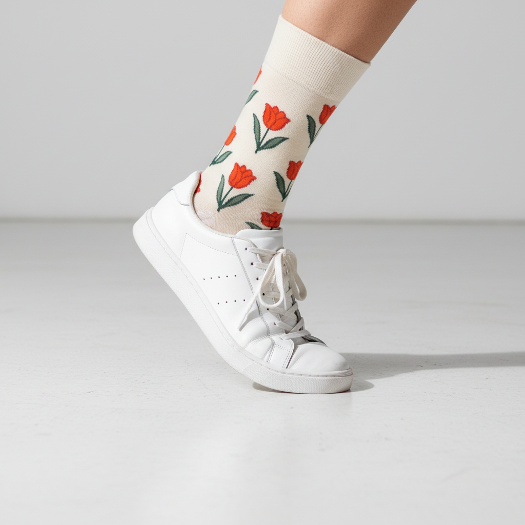 Damensocken mit stilvollem Blumenmuster