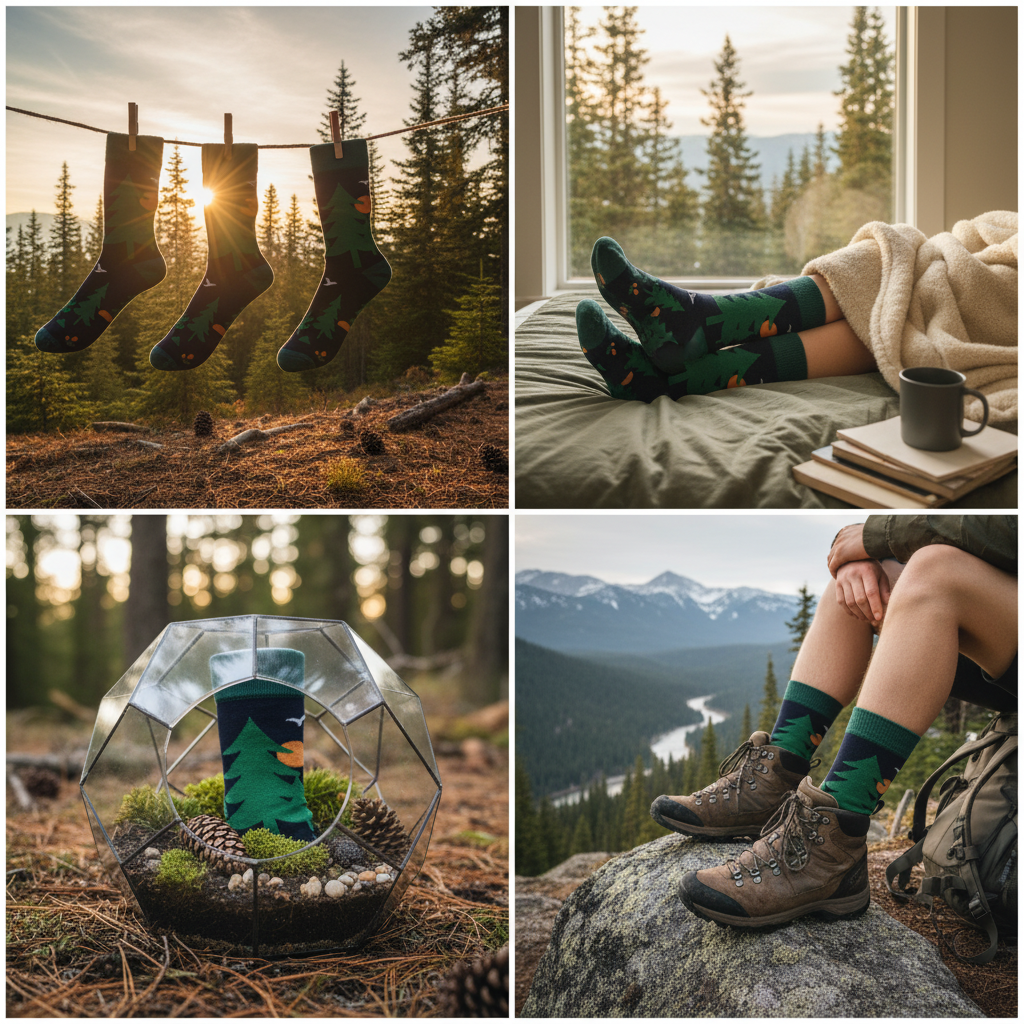 Unisex-Socken mit modernem Waldmotiv