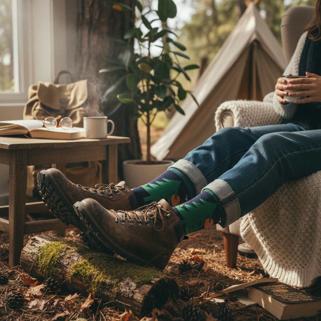 Unisex-Socken mit modernem Waldmotiv