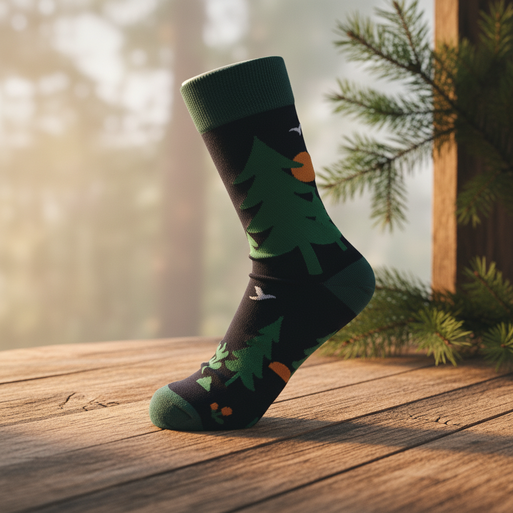 Unisex-Socken mit modernem Waldmotiv