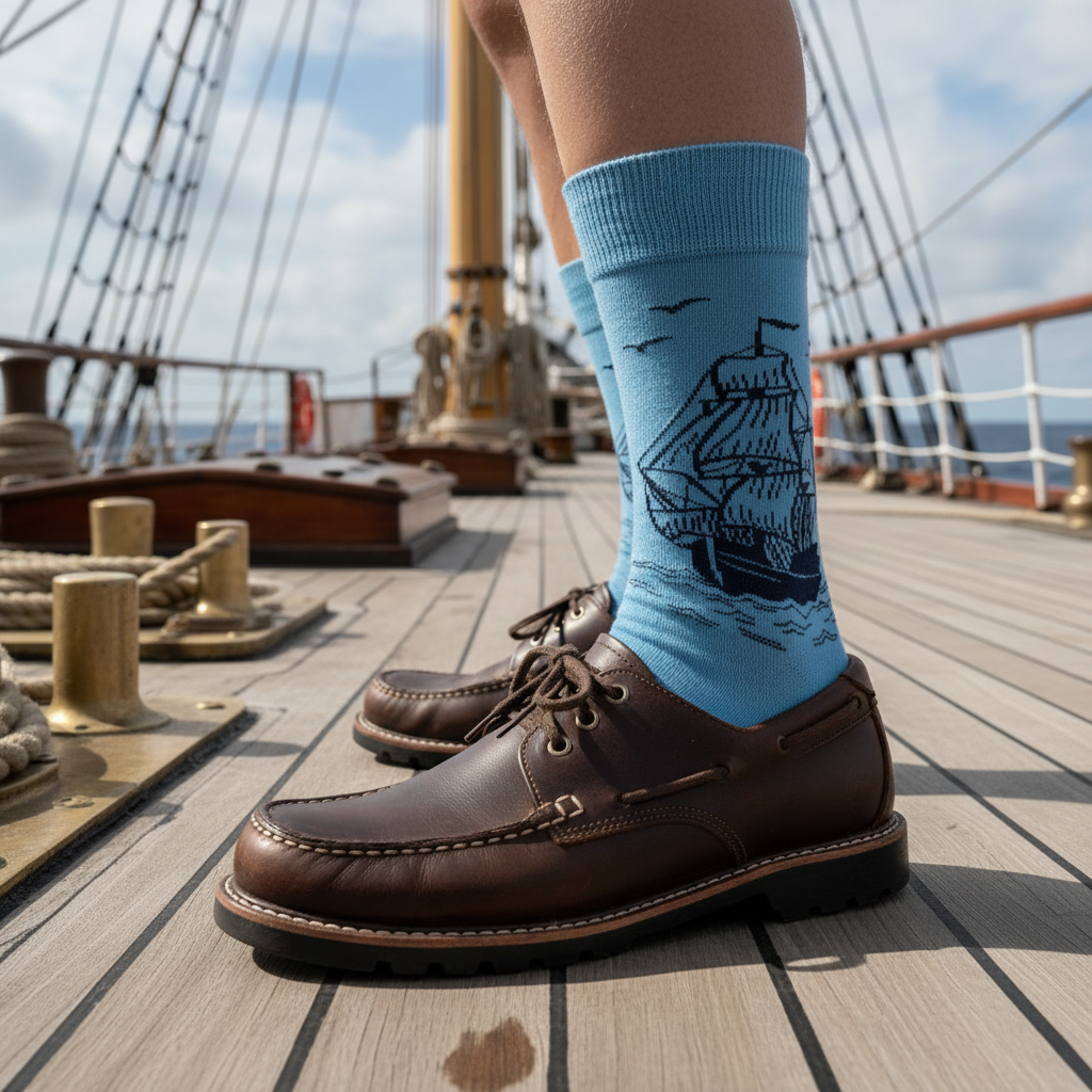 Unisex-Socken mit maritimem Schiffmotiv