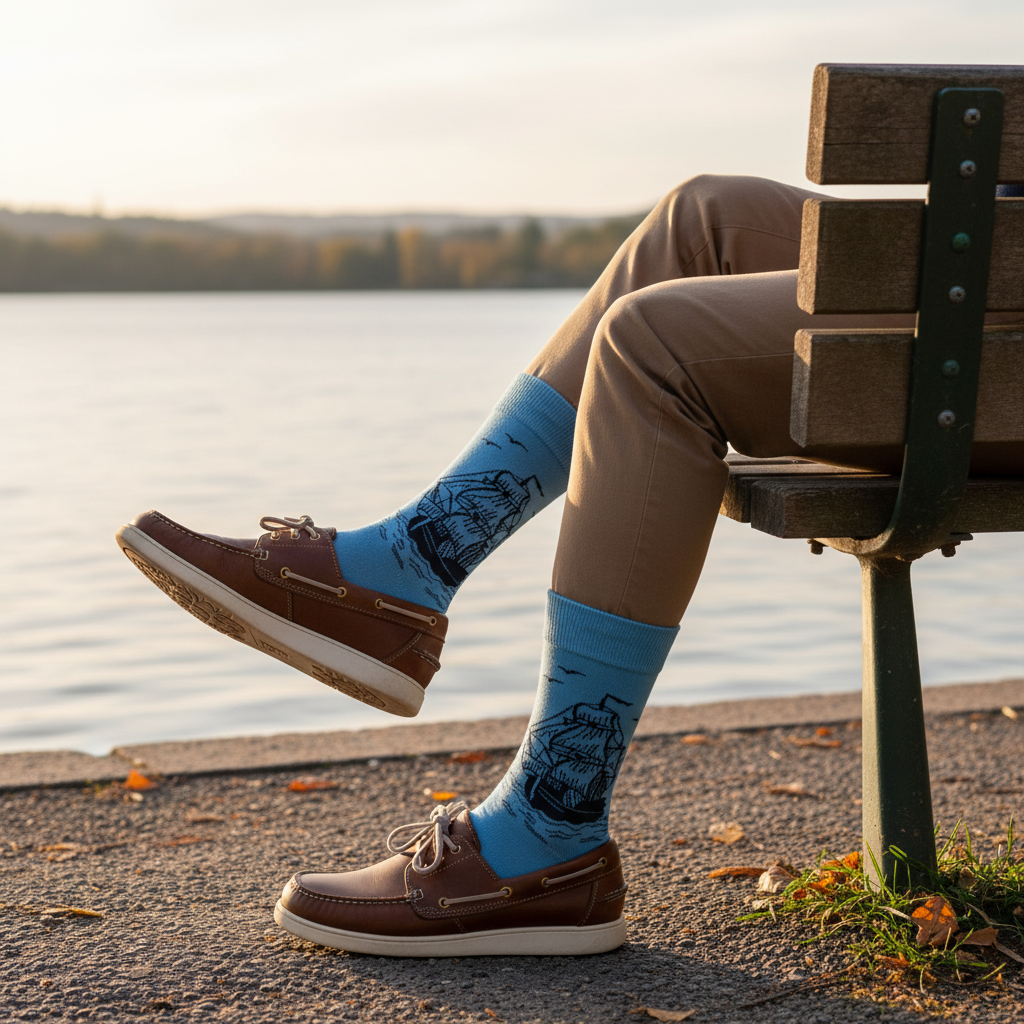 Unisex-Socken mit maritimem Schiffmotiv