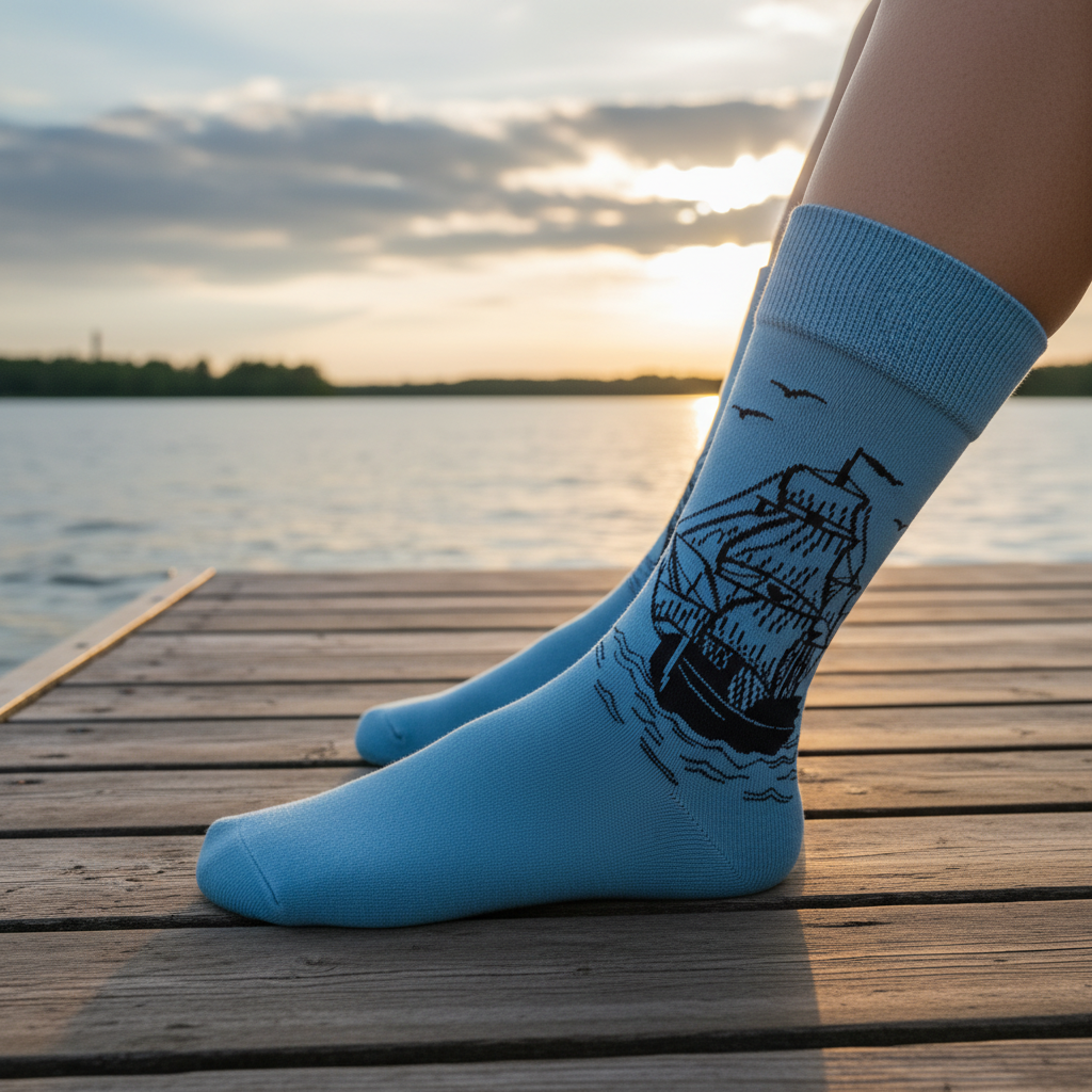Unisex-Socken mit maritimem Schiffmotiv