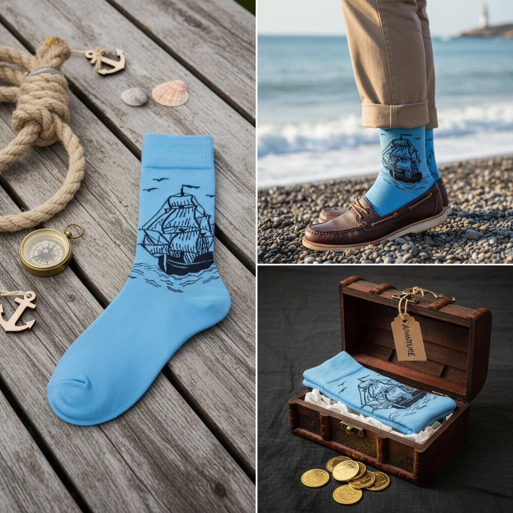 Unisex-Socken mit maritimem Schiffmotiv