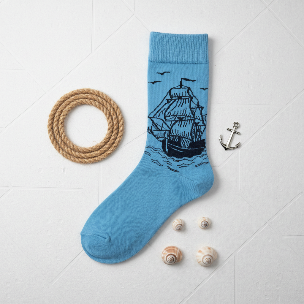 Unisex-Socken mit maritimem Schiffmotiv