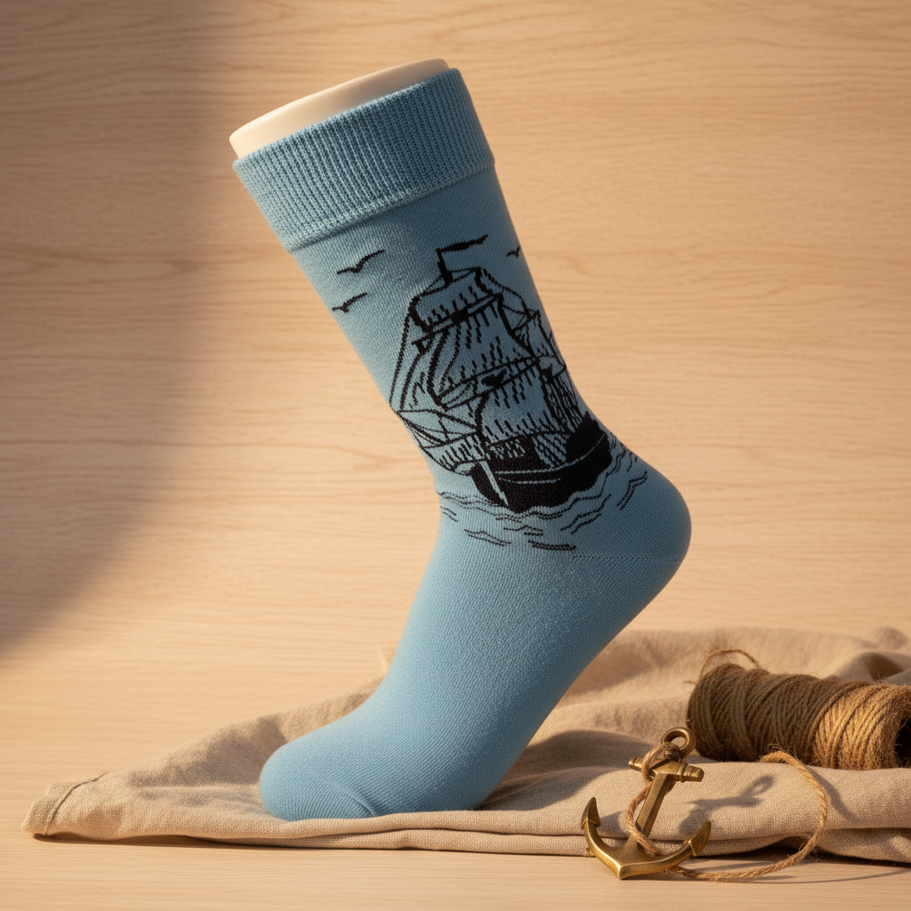 Unisex-Socken mit maritimem Schiffmotiv