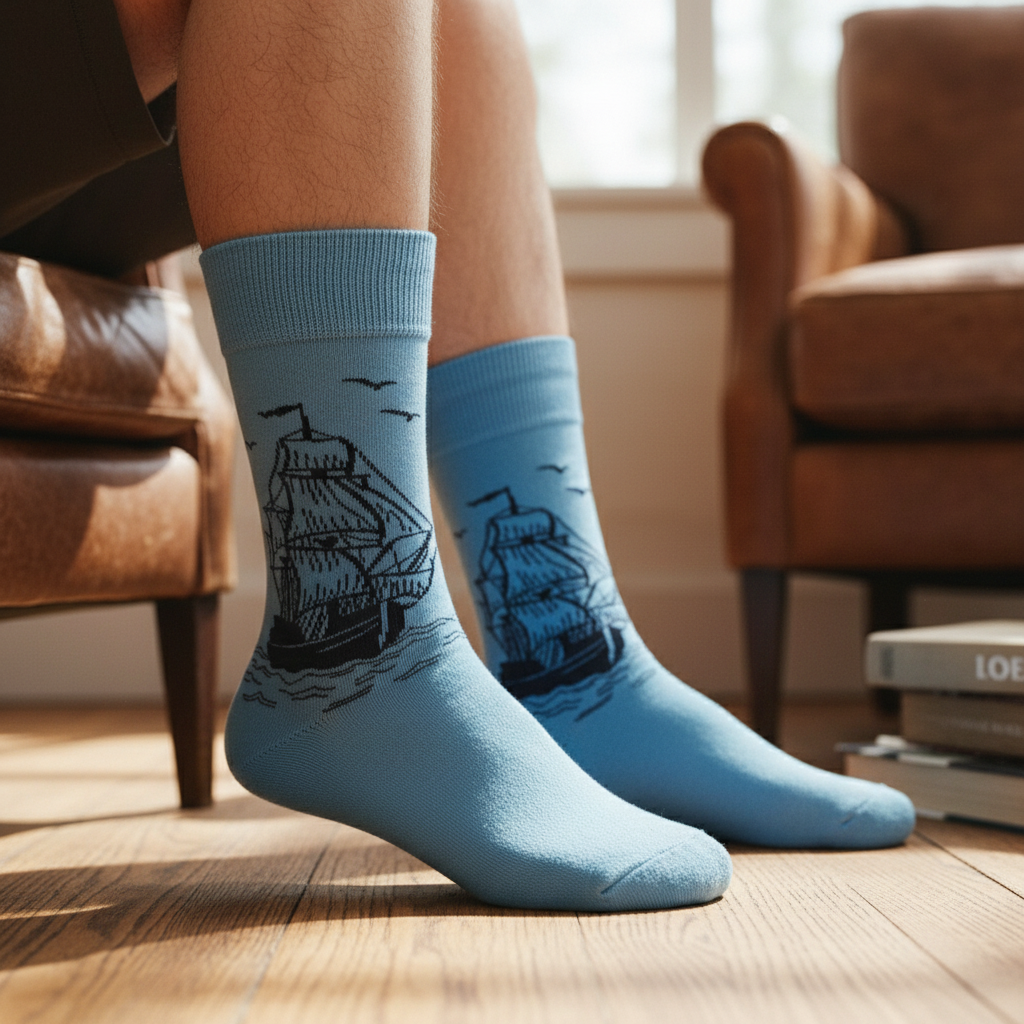 Unisex-Socken mit maritimem Schiffmotiv